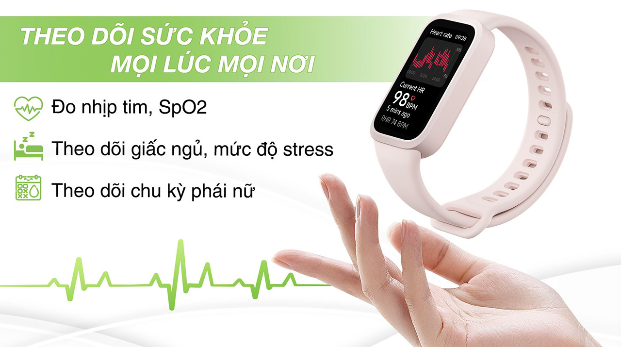 Các tính năng theo dõi sức khỏe trên Xiaomi Smart Band 9 Active