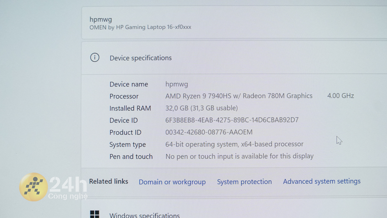 HP OMEN 16 xf0070AX  mình đang sử dụng được trang bị chip AMD Ryzen 9 - 7940HS