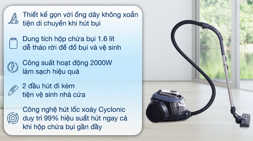 Máy hút bụi hộp Electrolux EFC71611 công suất lớn, trang bị bộ lọc EPA 12