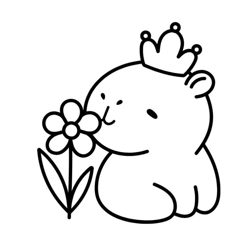 Tranh tô màu capybara đơn giản số 3