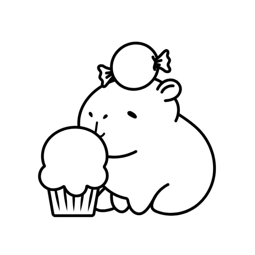 Tranh tô màu capybara đơn giản số 4