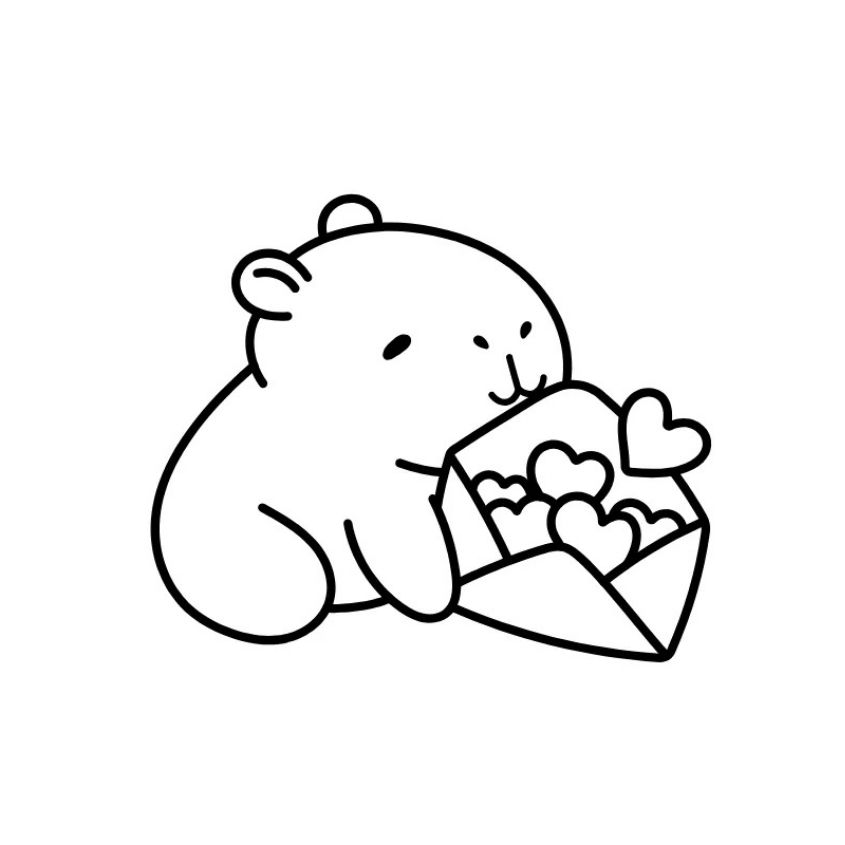 Tranh tô màu capybara đơn giản số 6