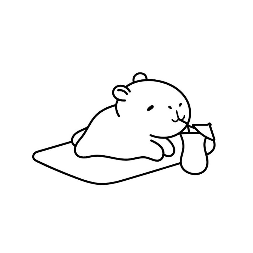 Tranh tô màu capybara đơn giản số 7