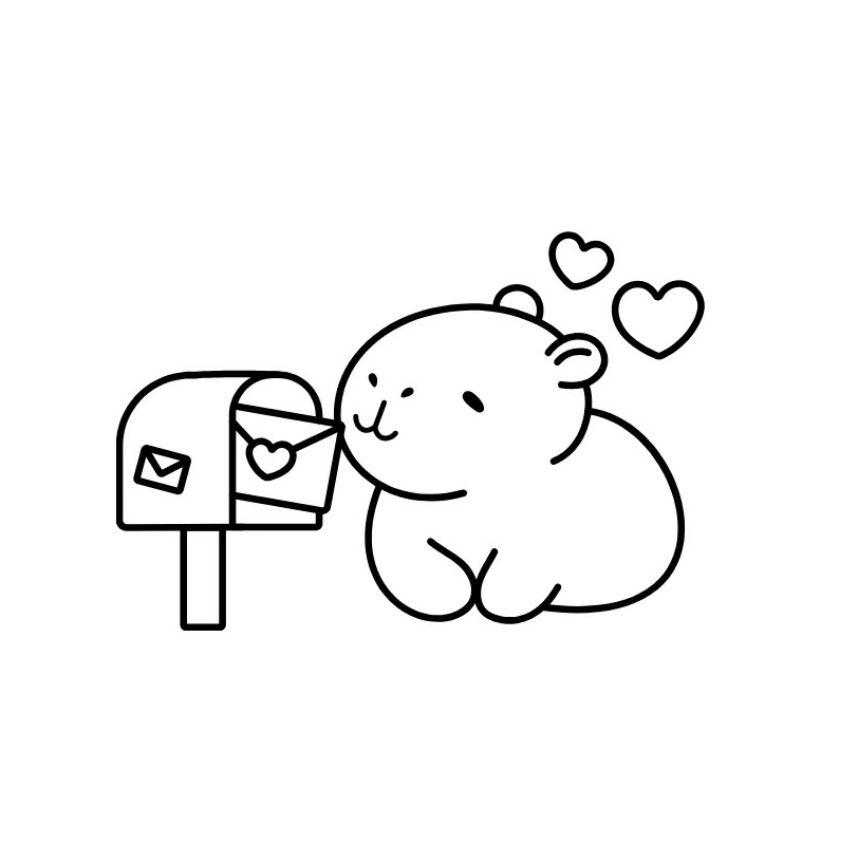 Tranh tô màu capybara đơn giản số 8