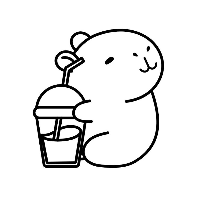 Tranh tô màu capybara đơn giản số 11