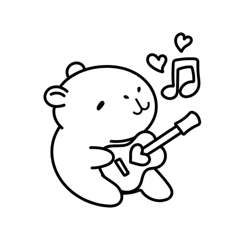 Tranh tô màu capybara đơn giản số 12