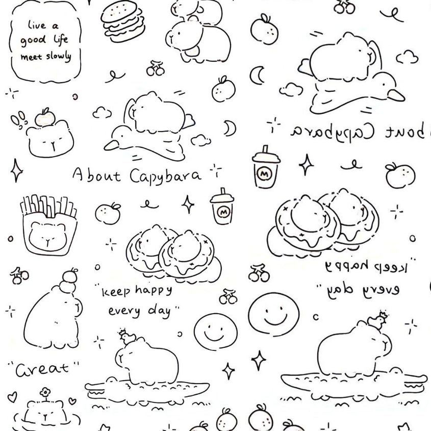 Tranh tô màu capybara đơn giản số 23