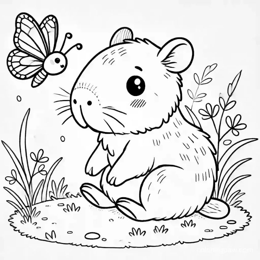 Tranh tô màu capybara chibi số 16