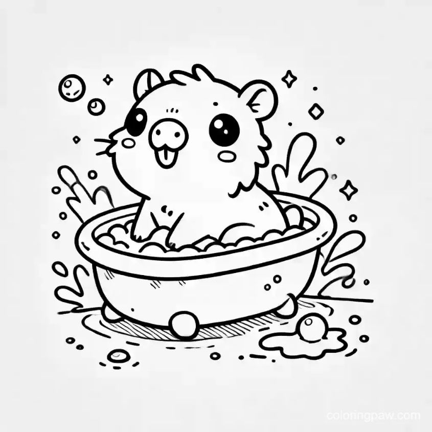 Tranh tô màu capybara chibi số 17