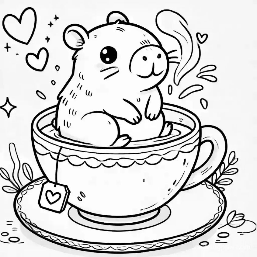 Tranh tô màu capybara chibi số 18