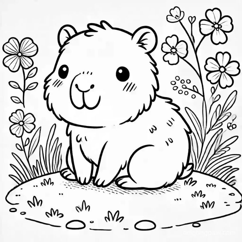 Tranh tô màu capybara chibi số 19