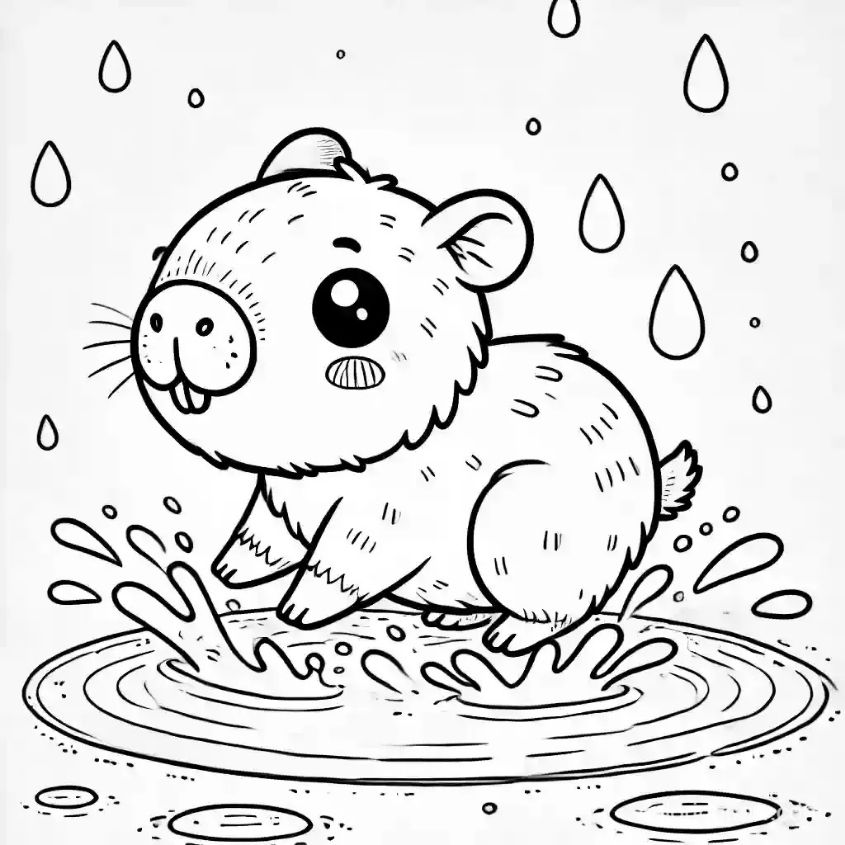 Tranh tô màu capybara chibi số 20
