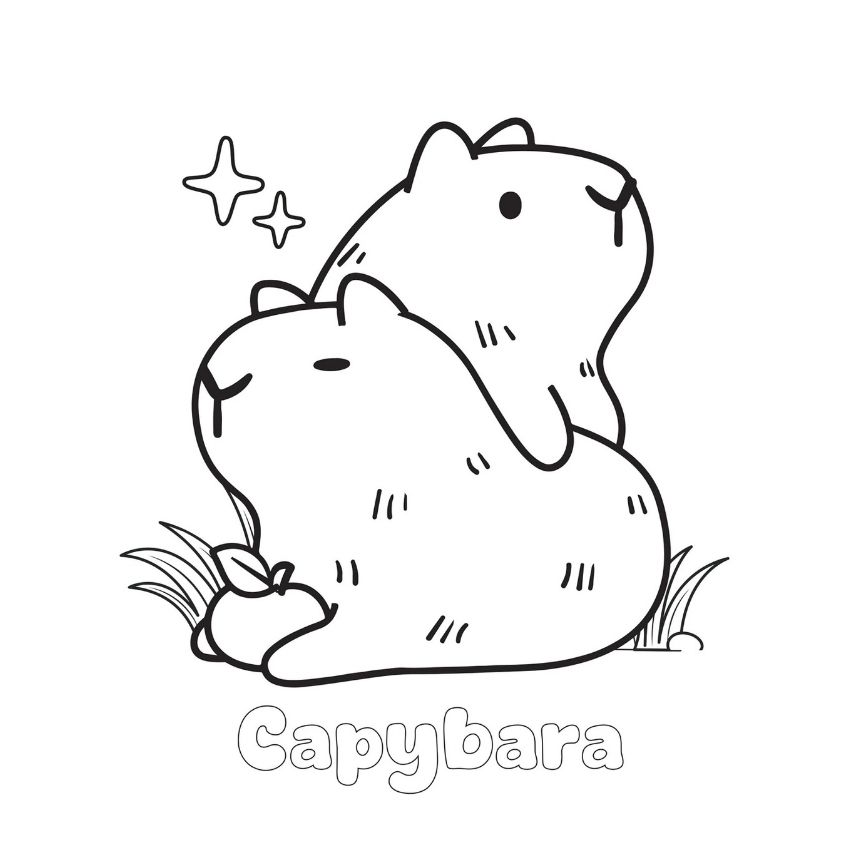 Tranh tô màu capybara đơn giản số 26