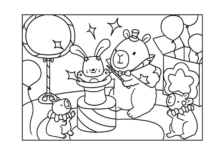 Tranh tô màu capybara cute số 6