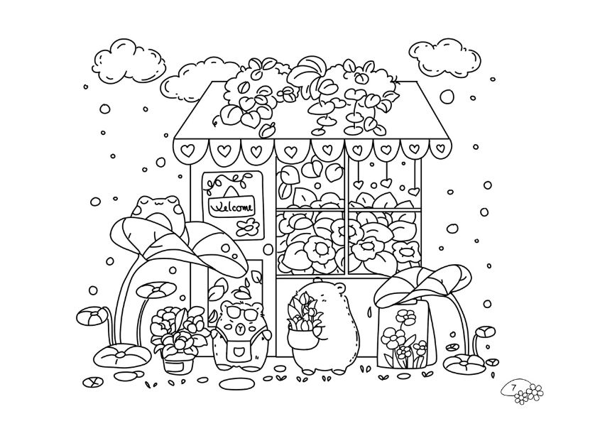 Tranh tô màu capybara cute số 7