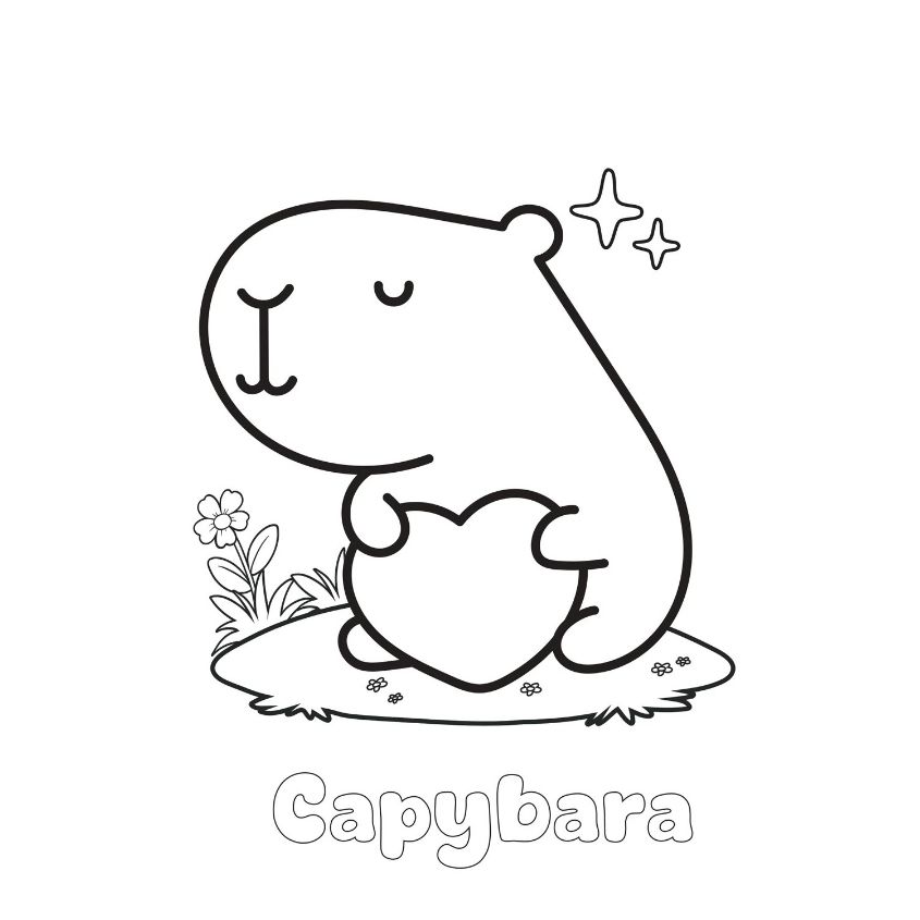 Tranh tô màu capybara đơn giản số 28
