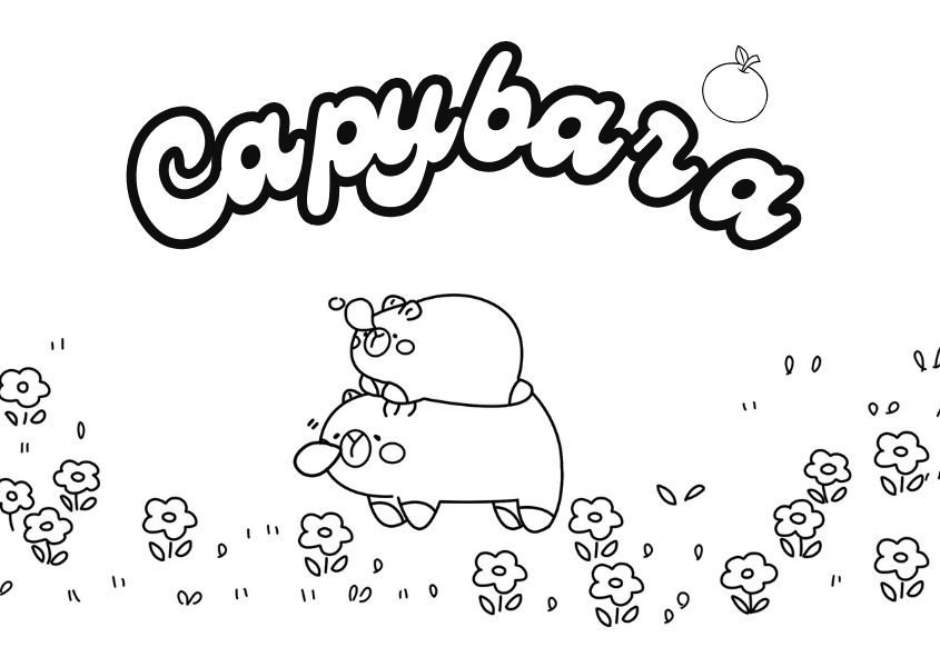 Tranh tô màu capybara cute số 11