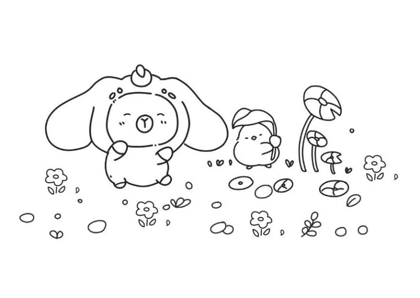 Tranh tô màu capybara cute số 13