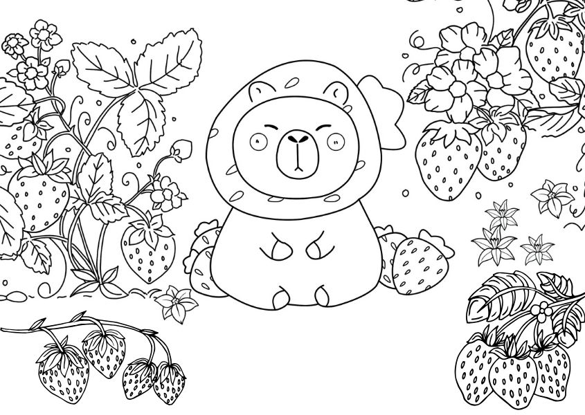 Tranh tô màu capybara cute số 14