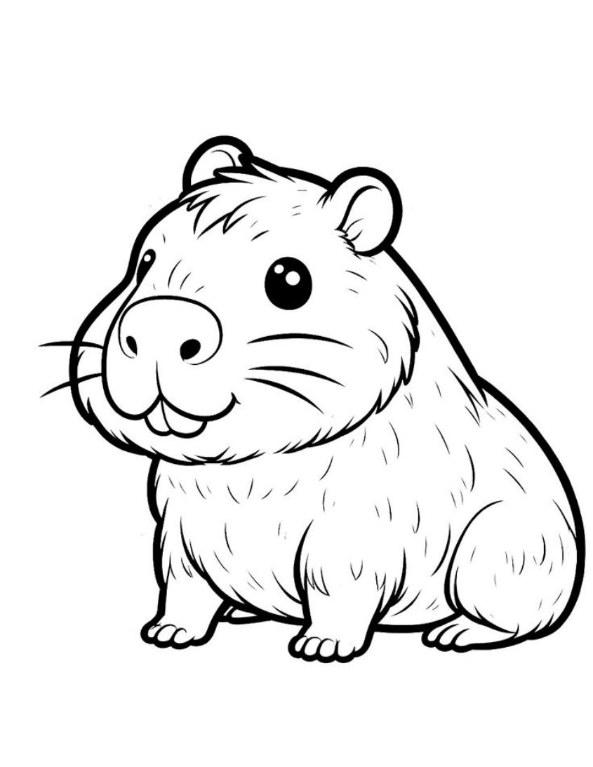 Tranh tô màu capybara dễ thương số 4