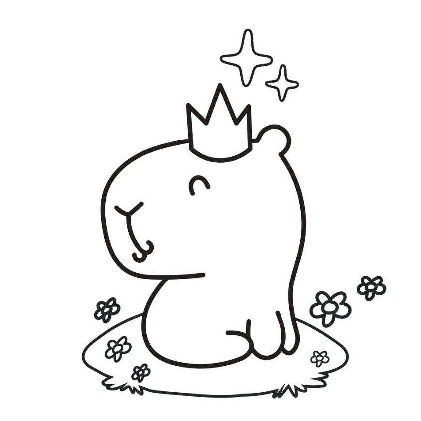 Tranh tô màu capybara đơn giản số 29