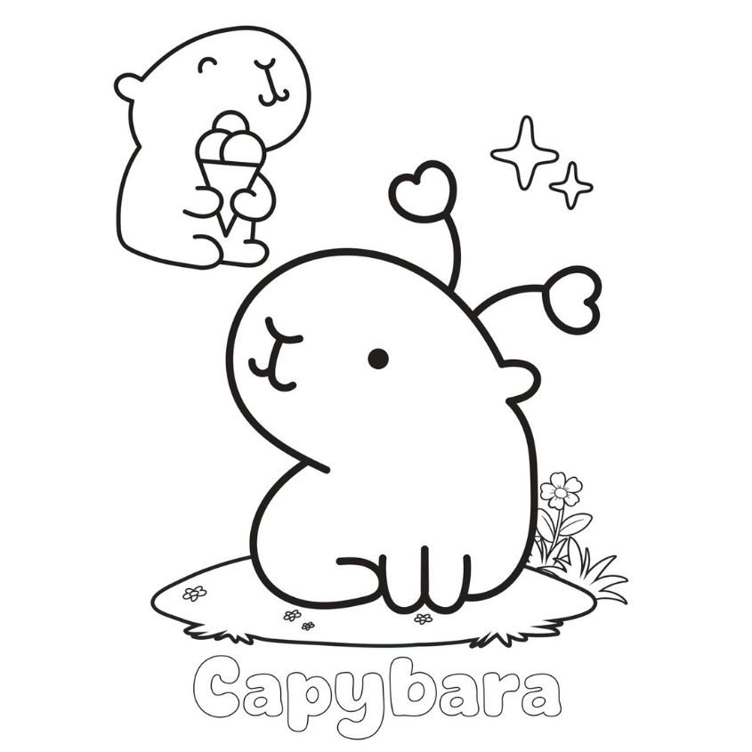 Tranh tô màu capybara đơn giản số 30