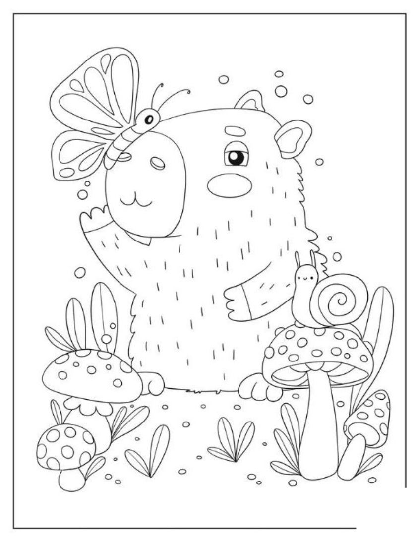 Tranh tô màu capybara dễ thương số 16