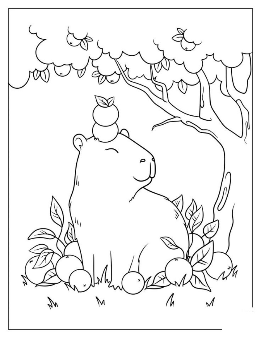 Tranh tô màu capybara dễ thương số 20