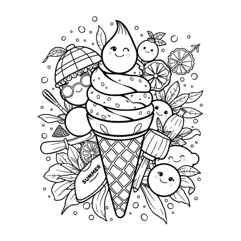 Tranh tô màu đồ ăn vặt số 5 Tranh tô màu đồ ăn vặt số 5