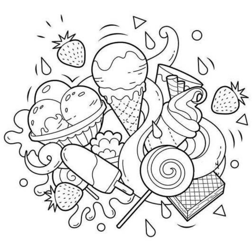 Tranh tô màu đồ ăn vặt số 21 Tranh tô màu đồ ăn vặt số 21