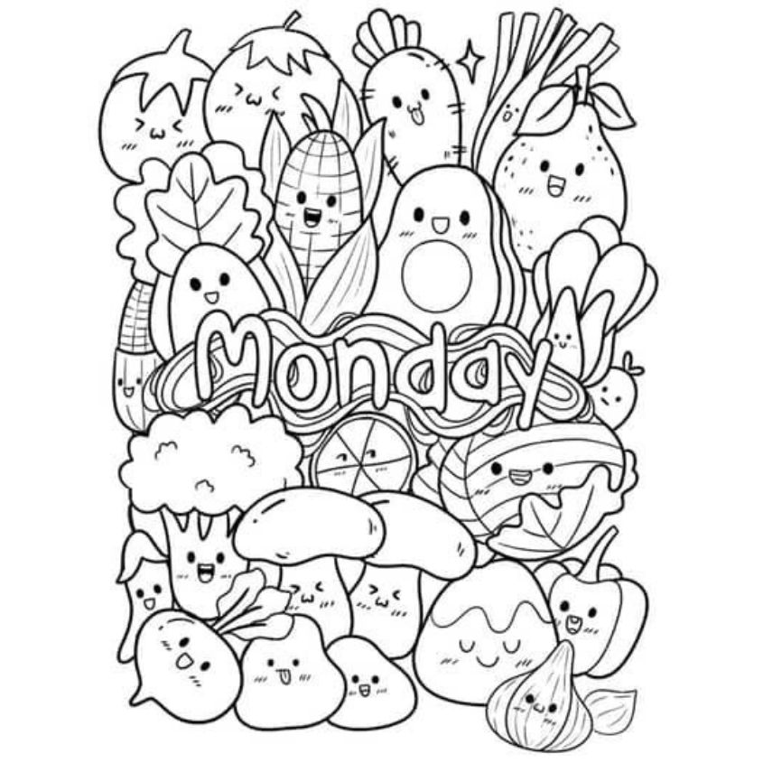 Tranh tô màu đồ ăn dễ thương số 1 Tranh tô màu đồ ăn dễ thương số 1