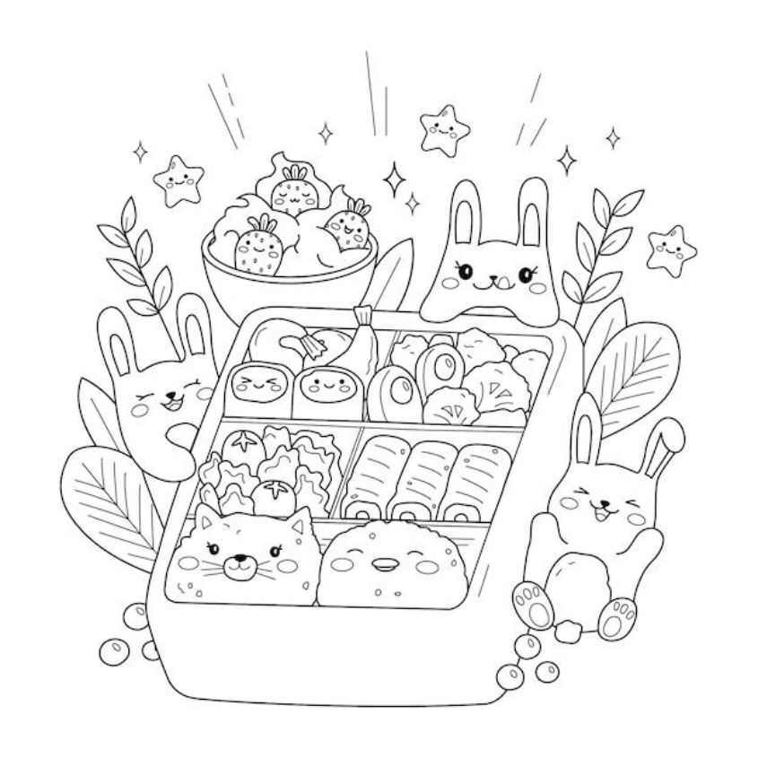 Tranh tô màu đồ ăn sushi số 4 Tranh tô màu đồ ăn sushi số 4