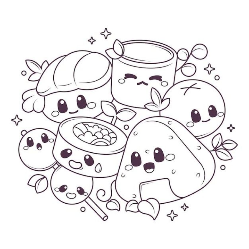 Tranh tô màu đồ ăn sushi số 5 Tranh tô màu đồ ăn sushi số 5