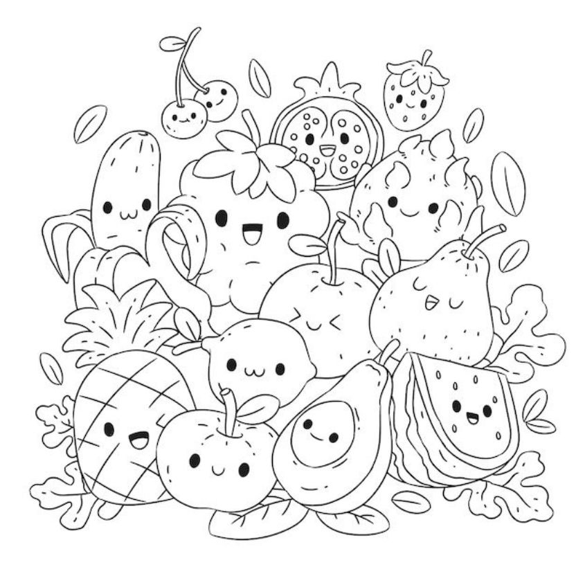 Tranh tô màu đồ ăn dễ thương số 17 Tranh tô màu đồ ăn dễ thương số 17