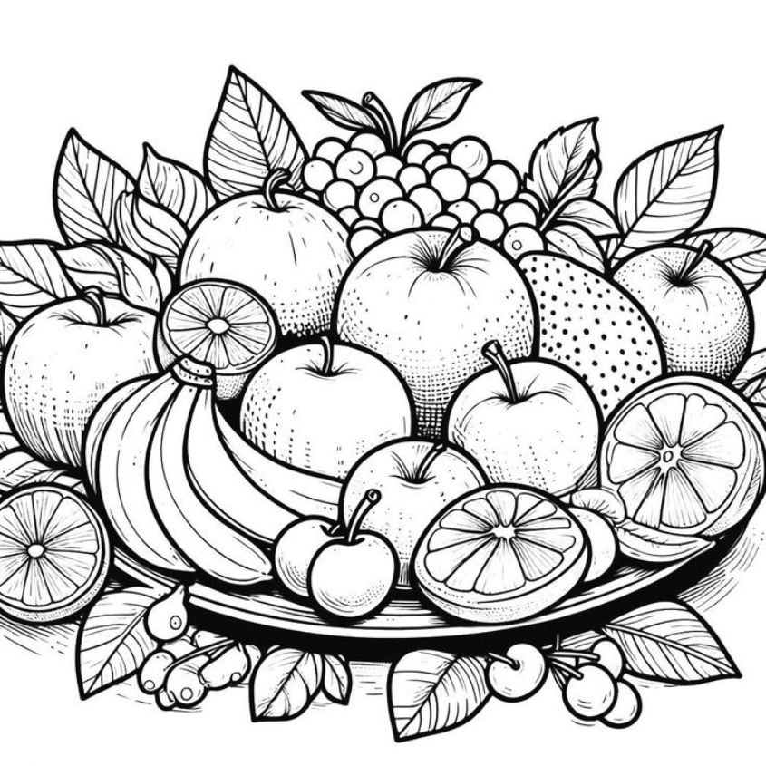 Tranh tô màu đồ ăn dễ thương số 18 Tranh tô màu đồ ăn dễ thương số 18