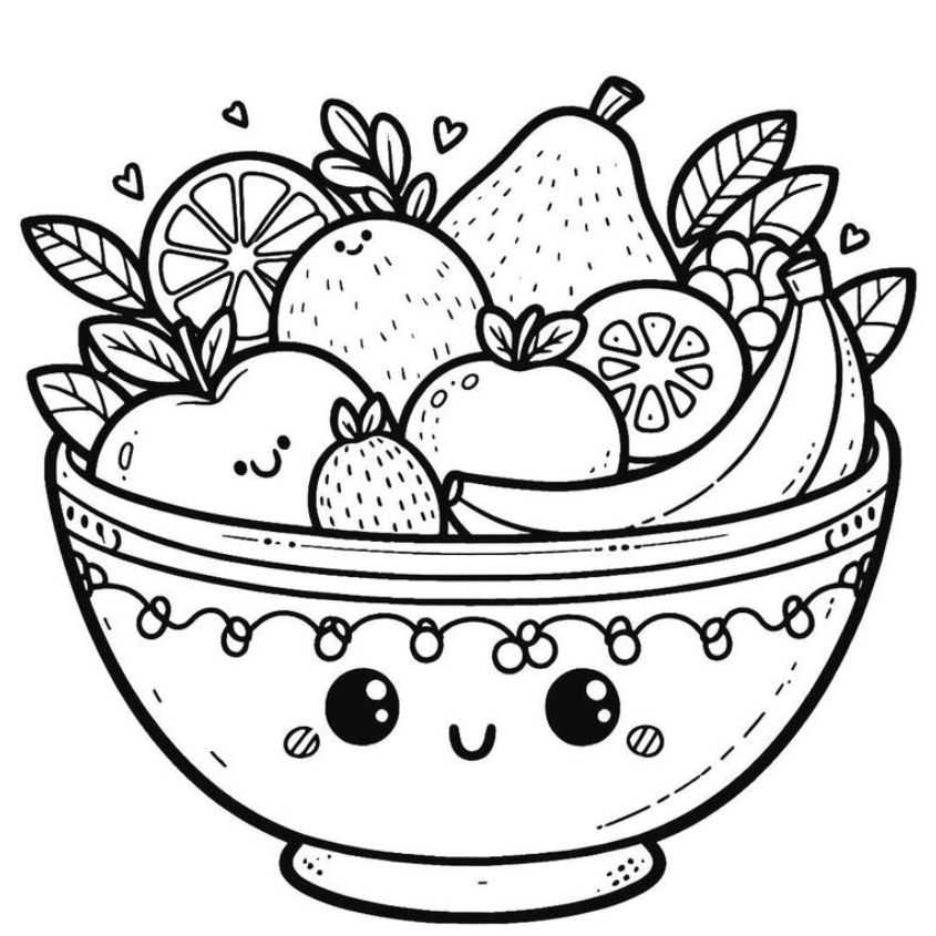Tranh tô màu đồ ăn dễ thương số 19 Tranh tô màu đồ ăn dễ thương số 19