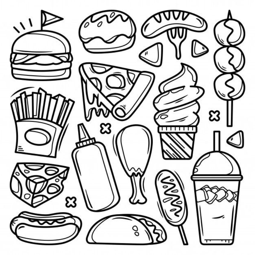 Tranh tô màu đồ ăn dễ thương số 23 Tranh tô màu đồ ăn dễ thương số 23