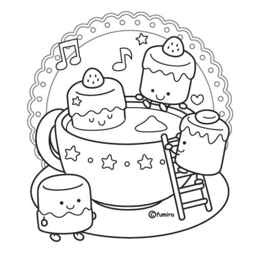 Tranh tô màu đồ ăn dễ thương số 28 Tranh tô màu đồ ăn dễ thương số 28