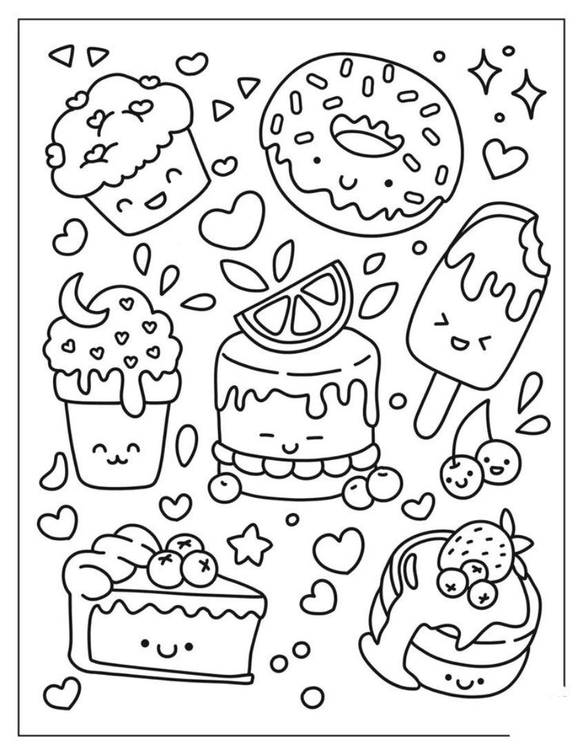 Tranh tô màu đồ ăn dễ thương số 33 Tranh tô màu đồ ăn dễ thương số 33