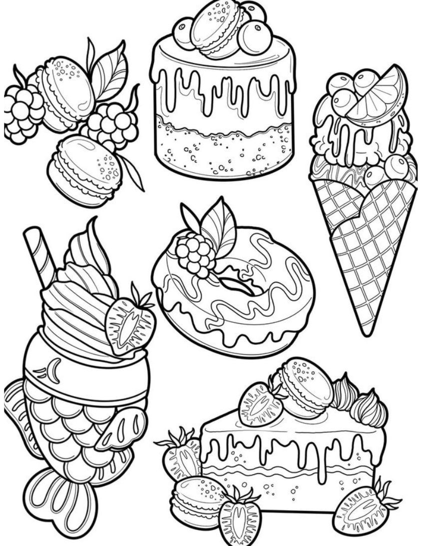 Tranh tô màu đồ ăn dễ thương số 34 Tranh tô màu đồ ăn dễ thương số 34