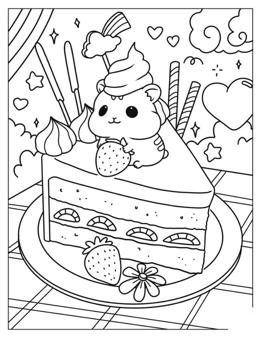 Tranh tô màu đồ ăn dễ thương số 35 Tranh tô màu đồ ăn dễ thương số 35