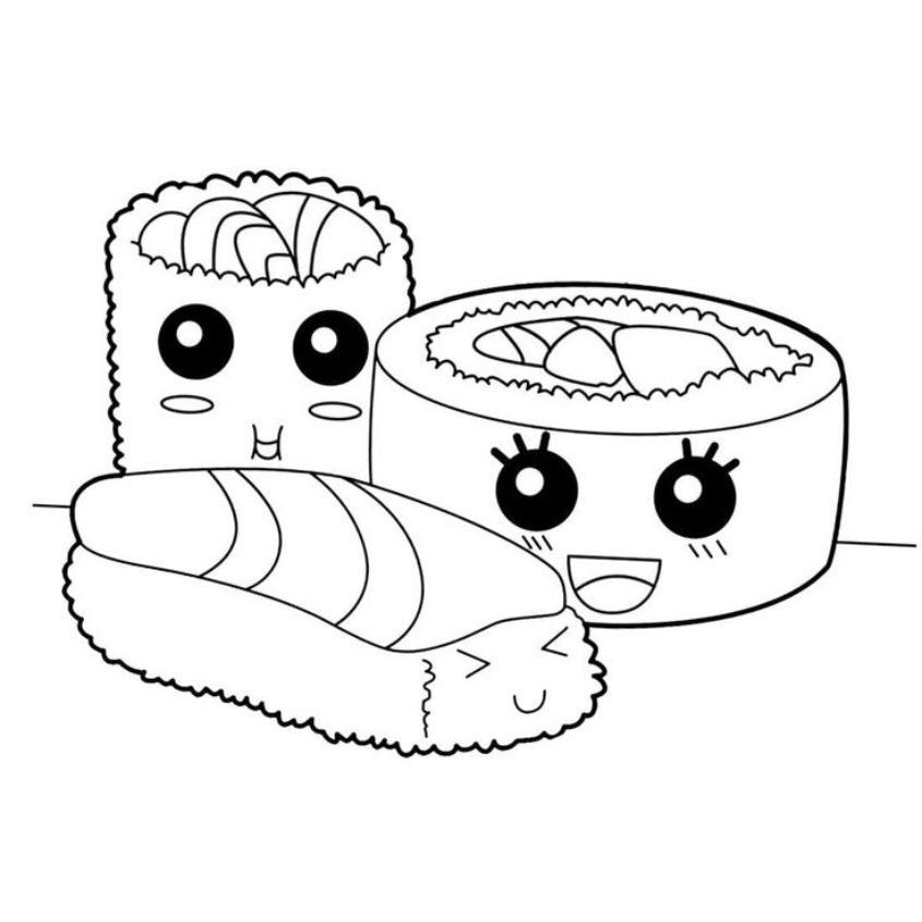 Tranh tô màu đồ ăn sushi số 7 Tranh tô màu đồ ăn sushi số 7