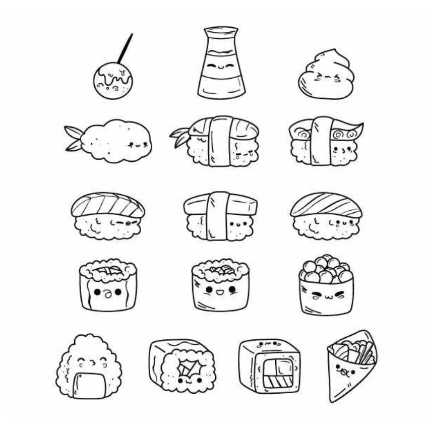 Tranh tô màu đồ ăn sushi số 8 Tranh tô màu đồ ăn sushi số 8