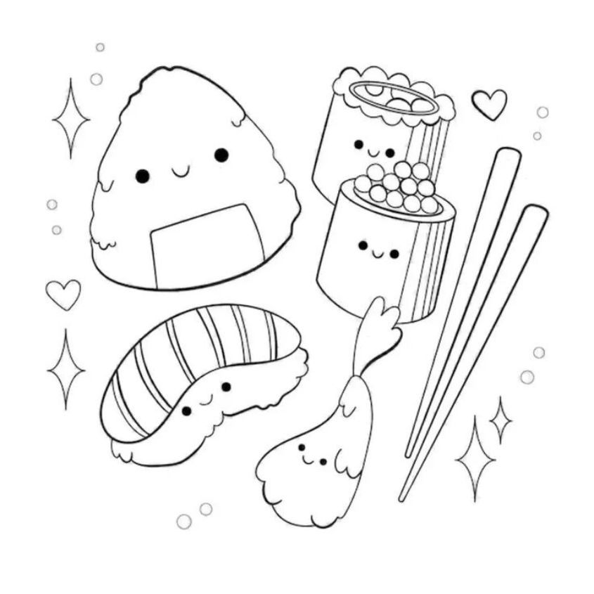 Tranh tô màu đồ ăn sushi số 10 Tranh tô màu đồ ăn sushi số 10