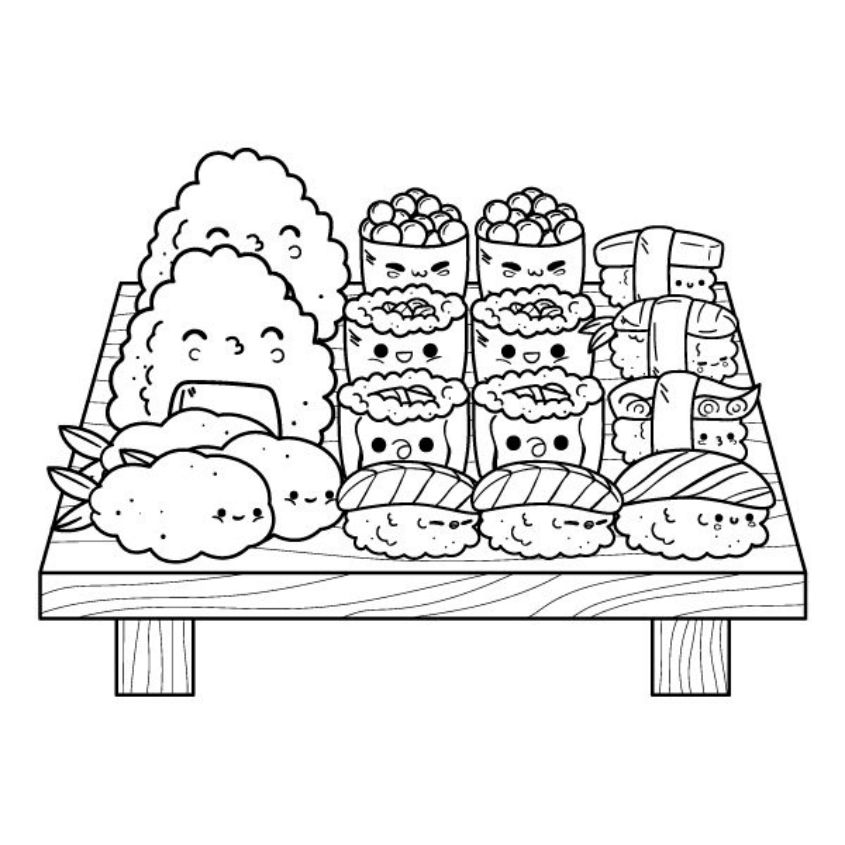 Tranh tô màu đồ ăn sushi số 20 Tranh tô màu đồ ăn sushi số 20