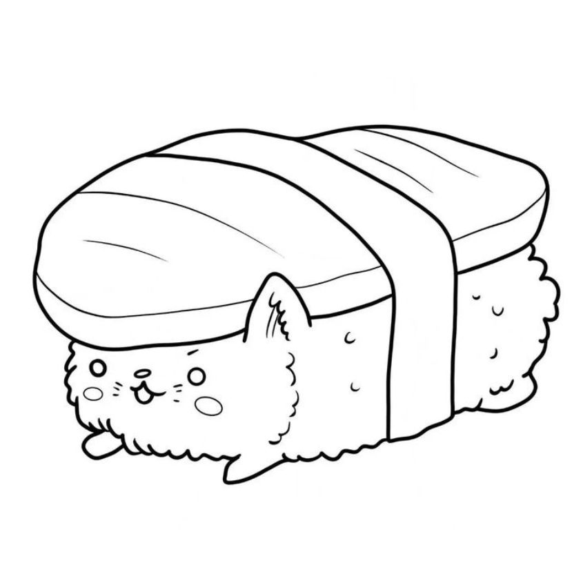 Tranh tô màu đồ ăn sushi số 12 Tranh tô màu đồ ăn sushi số 12