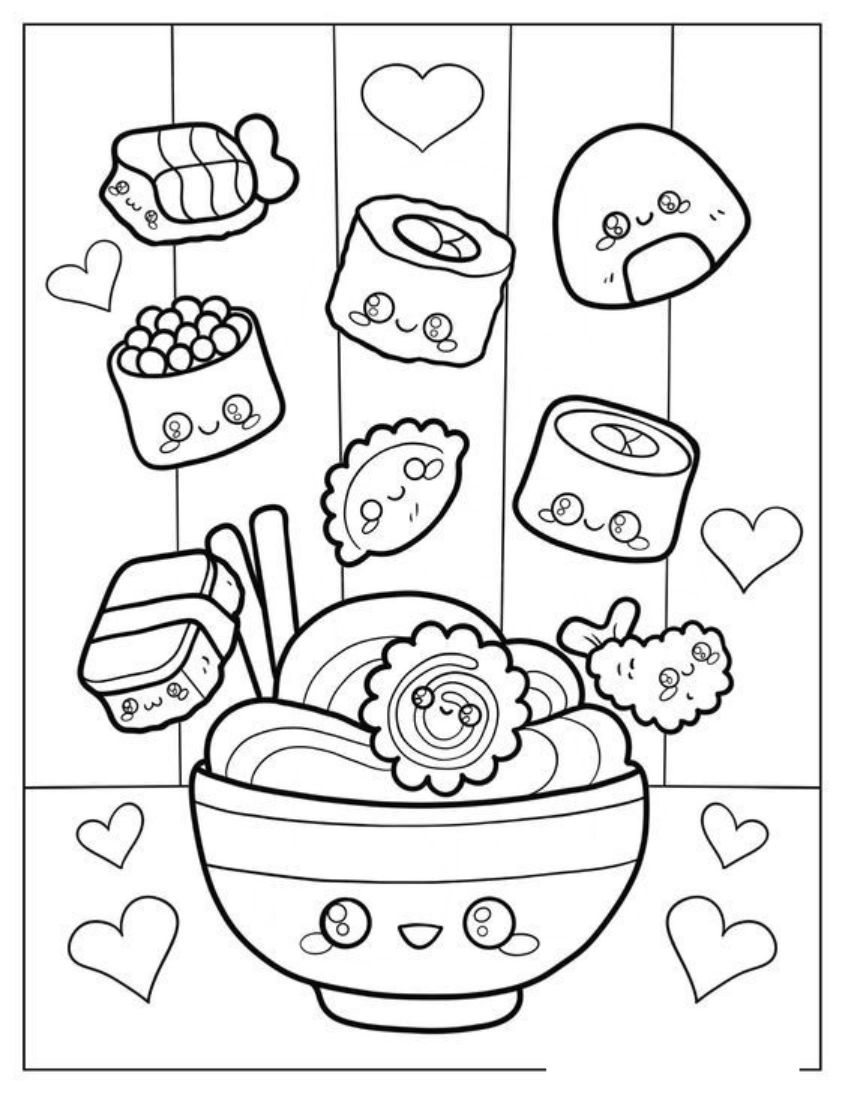 Tranh tô màu đồ ăn sushi số 15 Tranh tô màu đồ ăn sushi số 15