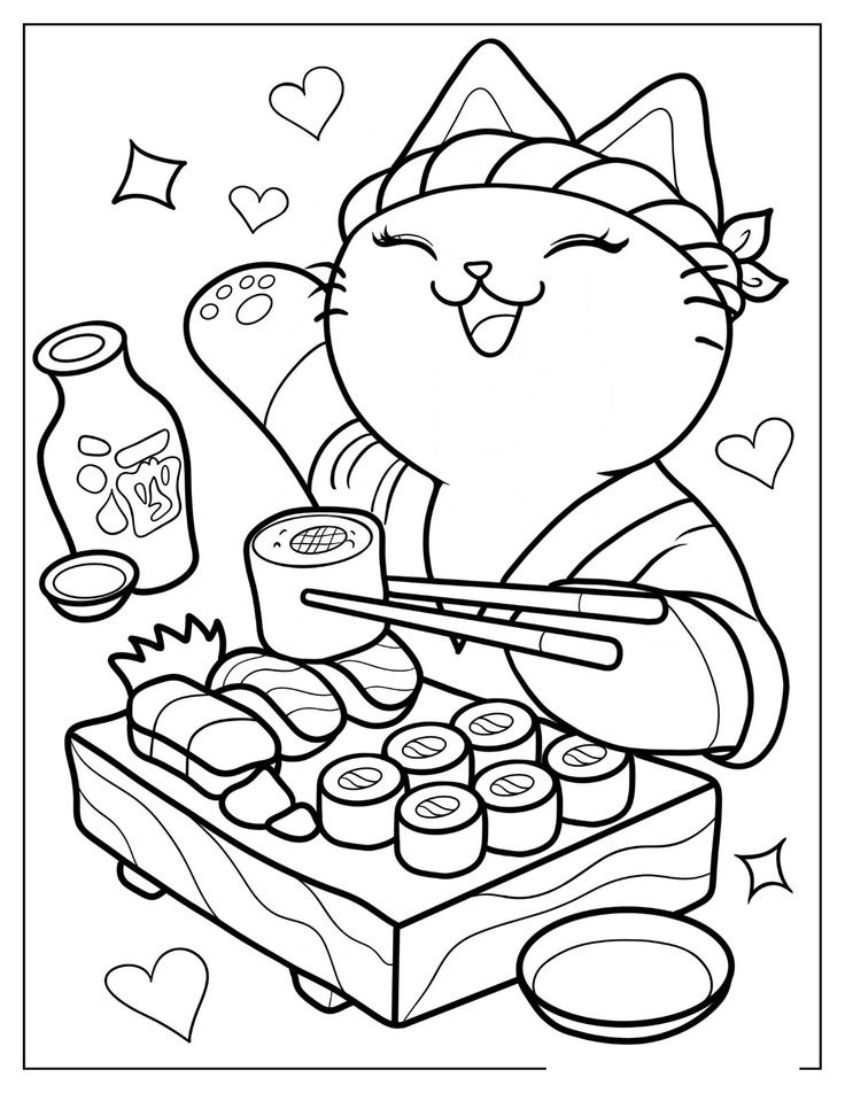 Tranh tô màu đồ ăn sushi số 16 Tranh tô màu đồ ăn sushi số 16