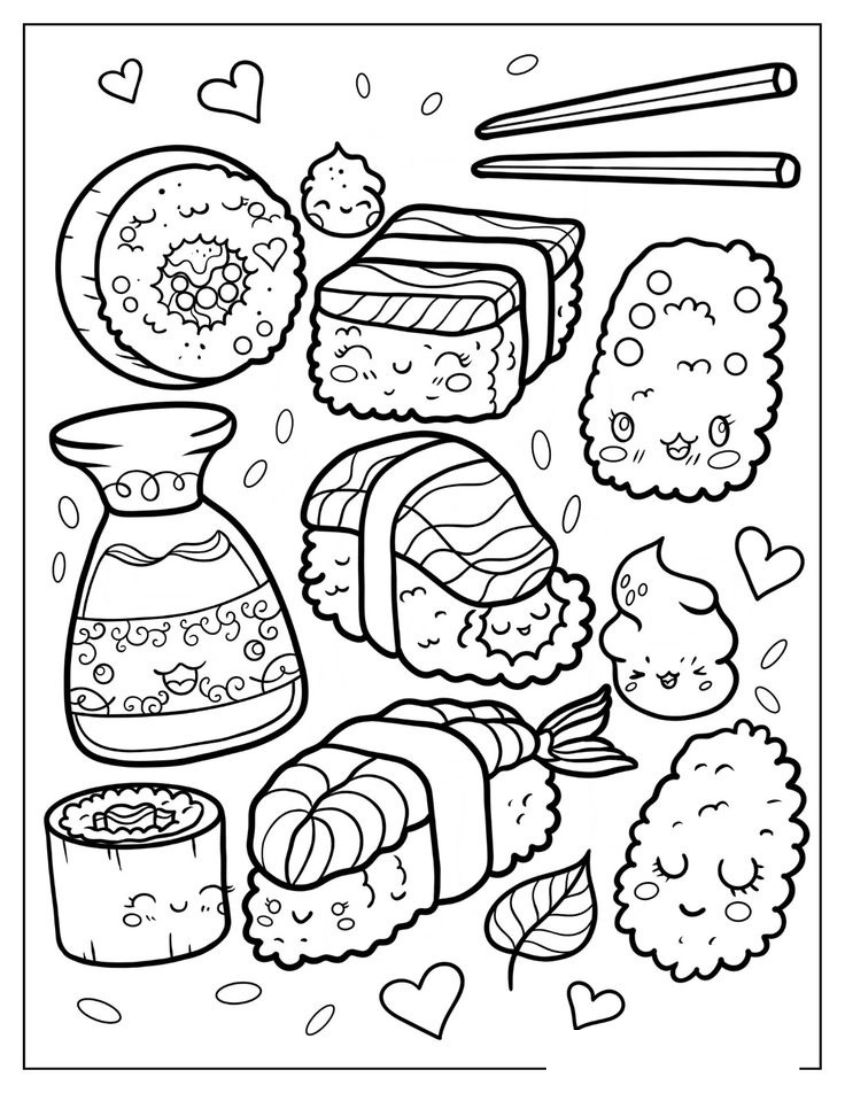 Tranh tô màu đồ ăn sushi số 17 Tranh tô màu đồ ăn sushi số 17