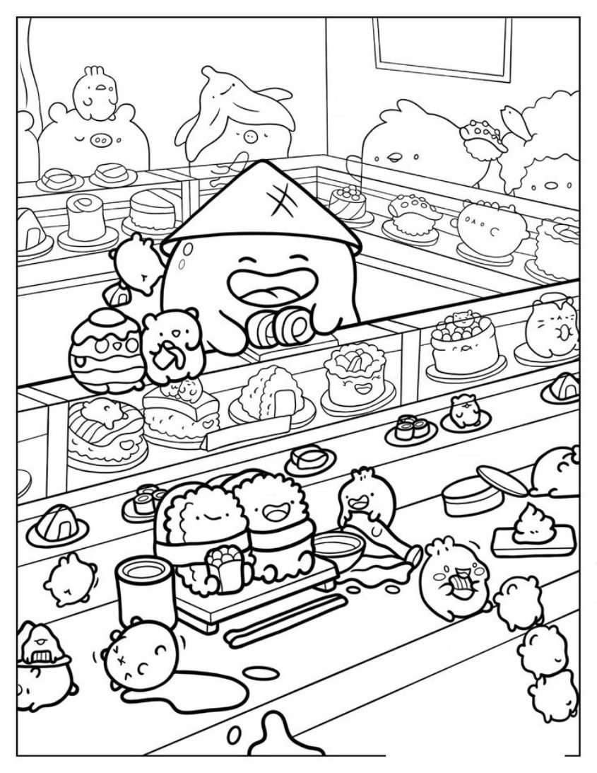 Tranh tô màu đồ ăn sushi số 19 Tranh tô màu đồ ăn sushi số 19